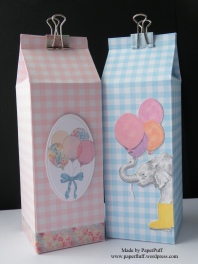 milk cartons in gingham - pair